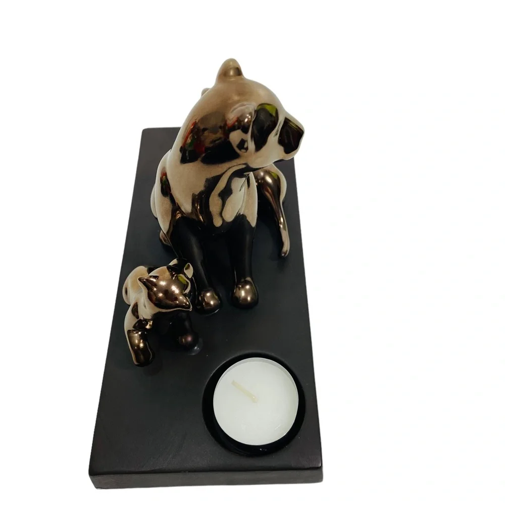 Partylite lioness & cubs porcelain &‎ ceramic art sculpture votive - Picture 8 of 10